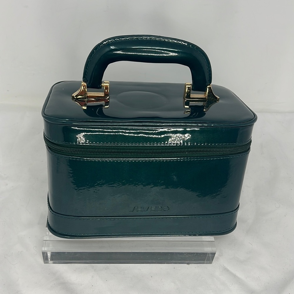 Vintage Zip Around Green Patent Shiseido Train Carry Case